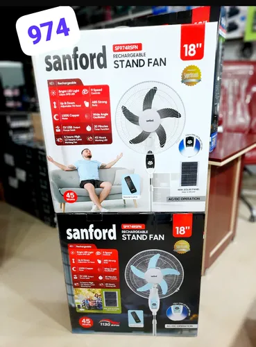 پنکه ایستاده شارژی سانفورد قابلیت شارژ خورشیدی مدل SF974SFN ( ضمانت کالا)