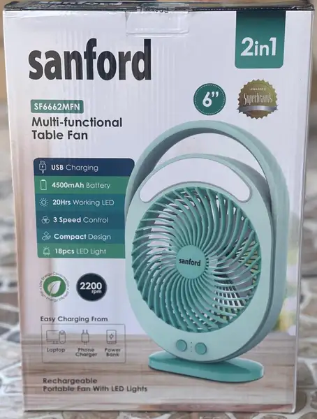 پنکه شارژی رومیزی سانفورد مدل SF6662MFN(اصل/ضمانت کالا)