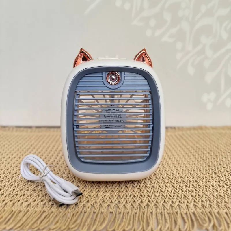 پنکه مه پاش شارژی رومیزی طرح گربه | Rechargeable Desk Mist Fan with Cat Desi gallery0
