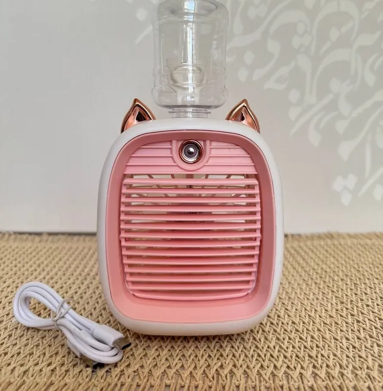 پنکه مه پاش شارژی رومیزی طرح گربه | Rechargeable Desk Mist Fan with Cat Desi gallery1