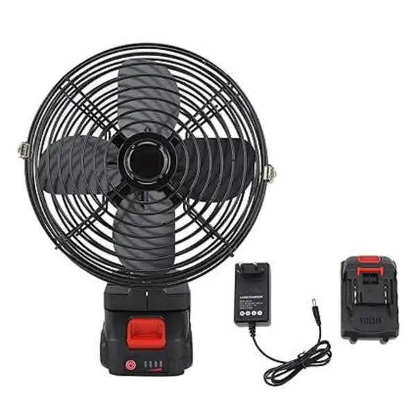 پنکه شارژی چرخشی متحرک   48 ولت توری فلزی مدل FAN LITHIUM 3PIN موتور براشلس( اصلی .ضمانت کالا)