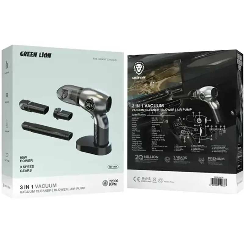 جارو شارژی و دمنده و پمپ باد 96 وات گرین لاین 3in1 vacuum cleaner( اصل) gallery3
