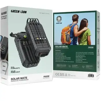 پاوربانک خورشیدی گرین مدل GL-PX15 ظرفیت 20 هزار میلی آمپر