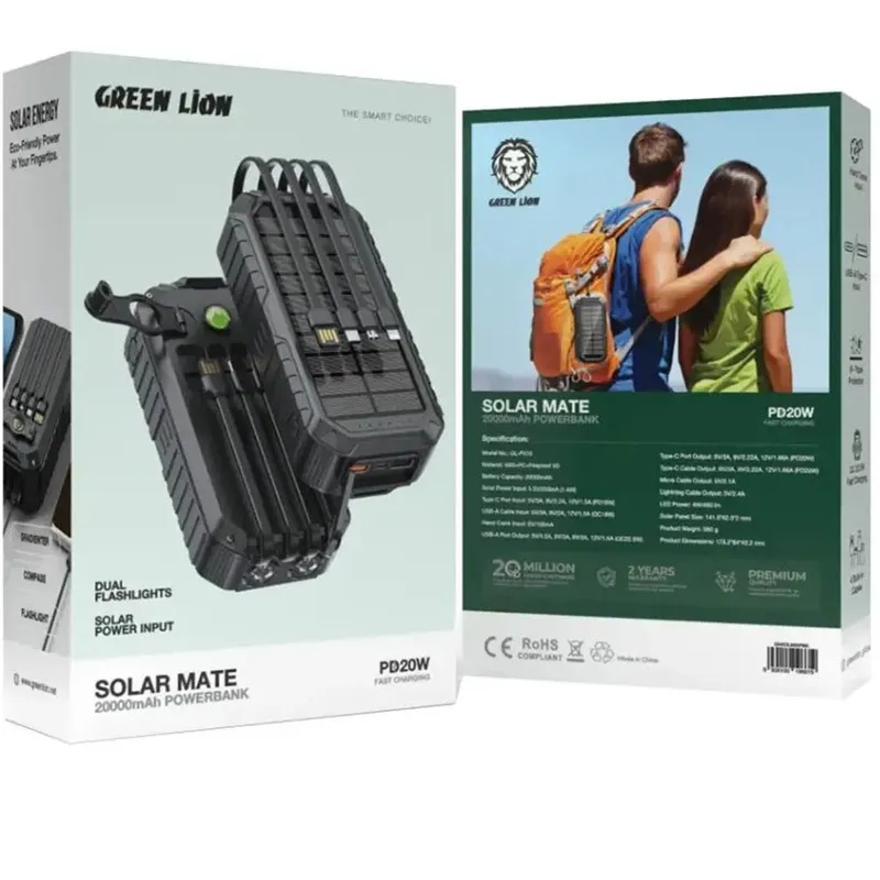 پاوربانک خورشیدی گرین مدل GL-PX15 ظرفیت 20 هزار میلی آمپر gallery0