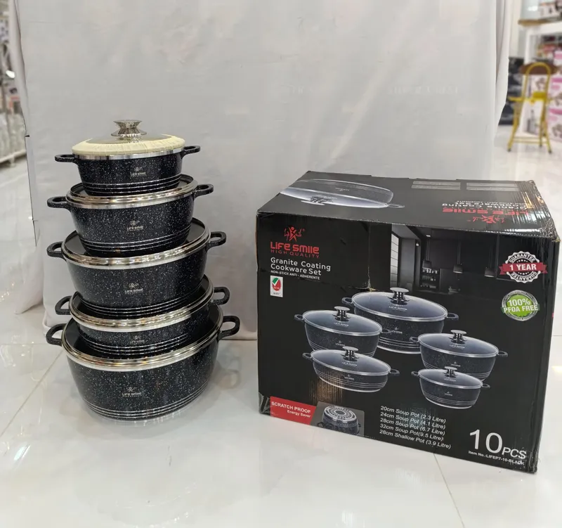 سرویس قابلمه 10 پارچ گرانیتی لایف اسمایل کد LIFEP7_10_BLACK__GREEN gallery1