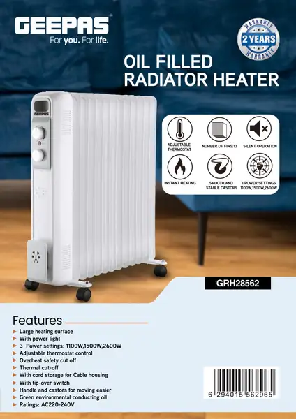 شوفاژ برقی جی پاس مدل GRH28562 ظرفیت 13 پره