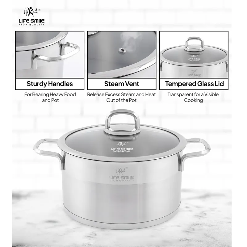 سرویس قابلمه 6 تکه استیل لایف اسمایل مدل LIFEP12_6_3SILVER gallery5