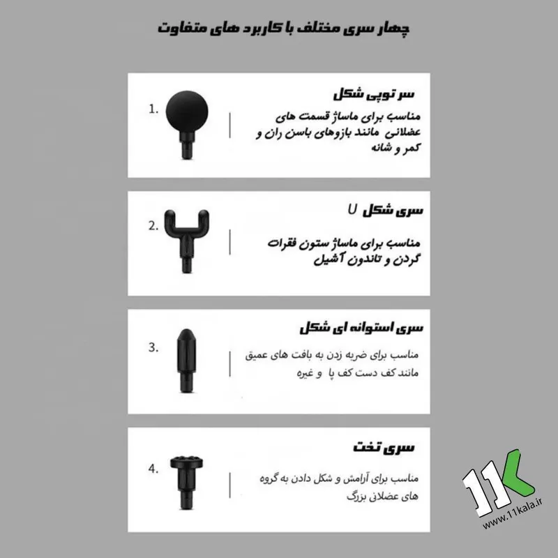 ماساژور تفنگی گان سرد و گرم 6 سر مدل MASSAGE GUN JY-760 PLUS gallery2