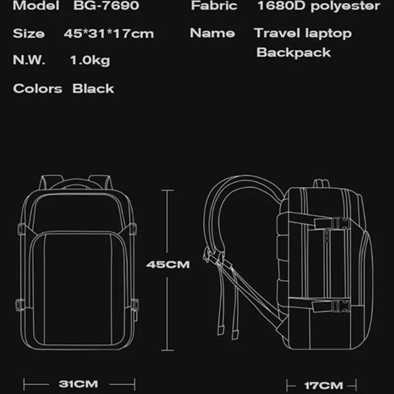 کوله پشتی لپ تاپ بنج مدل BG-7690 ضد آب مناسب برای لپ تاپ 15.6 اینچ gallery4