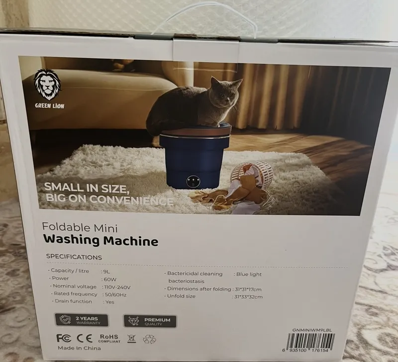 ماشین لباسشویی مینی گرین لاین مسافرتی و تاشو 9 لیتری مدل GNMINIWM9LBL ا Green Lion Foldable Mini Washing Machine 9L 60W gallery4