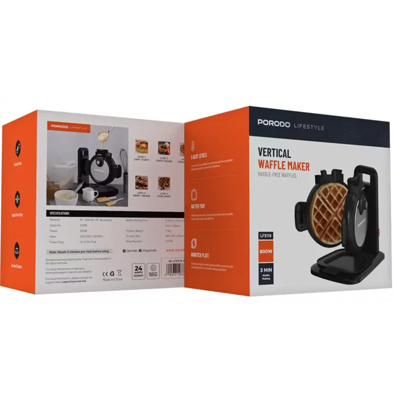 وافل ساز پورودو مدل PORODO VERTICAL WAFFLE MAKER LFS118/اصل gallery3