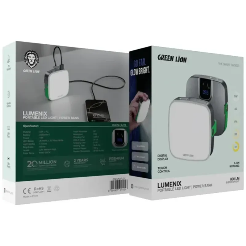 چراغ LED خورشیدی Green Lion Lumenix Portable LED Light with Power Bank (2000mAh×2) gallery0