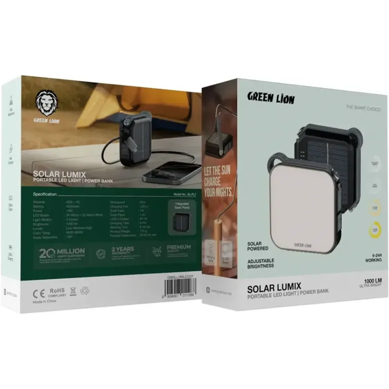 چراغ LED خورشیدی لومیکس با پاوربانک داخلی گرینGreen Lion Solar Lumix LED Light with Built-in PowerBank gallery0
