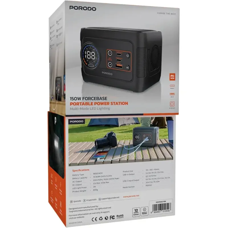 پاور استیشن پرودو مدل Porodo 150W Forcebase Portable Power Station gallery1