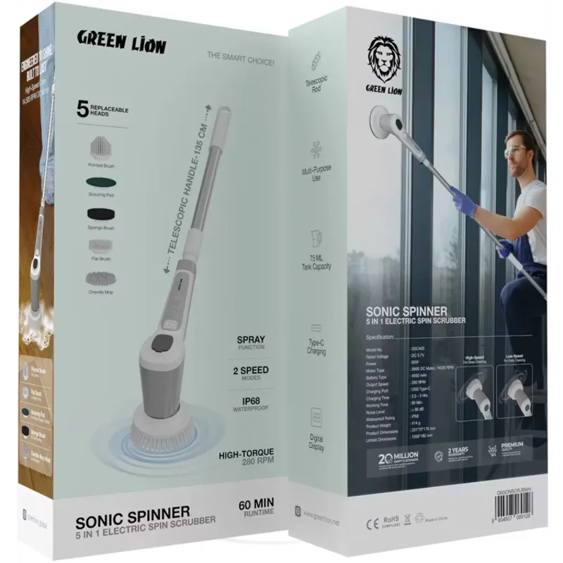 اسکرابر گرین لاین مدل Green Lion Sonic Spinner 5 in 1 Electric Spin Scrubber gallery4