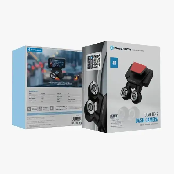 دوربین ثبت وقایع خودرو پاورولوژی مدل P4KCAM108 4K دو دوربین 108158