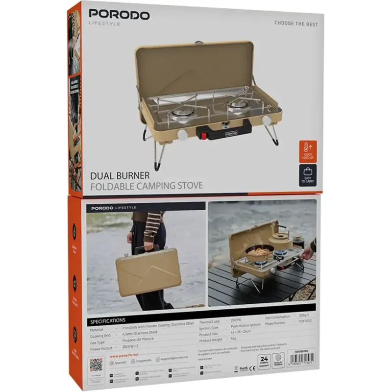 اجاق گاز کمپینگ پرودو مدل Porodo Lifestyle Dual Burner Foldable Camping Stove gallery1