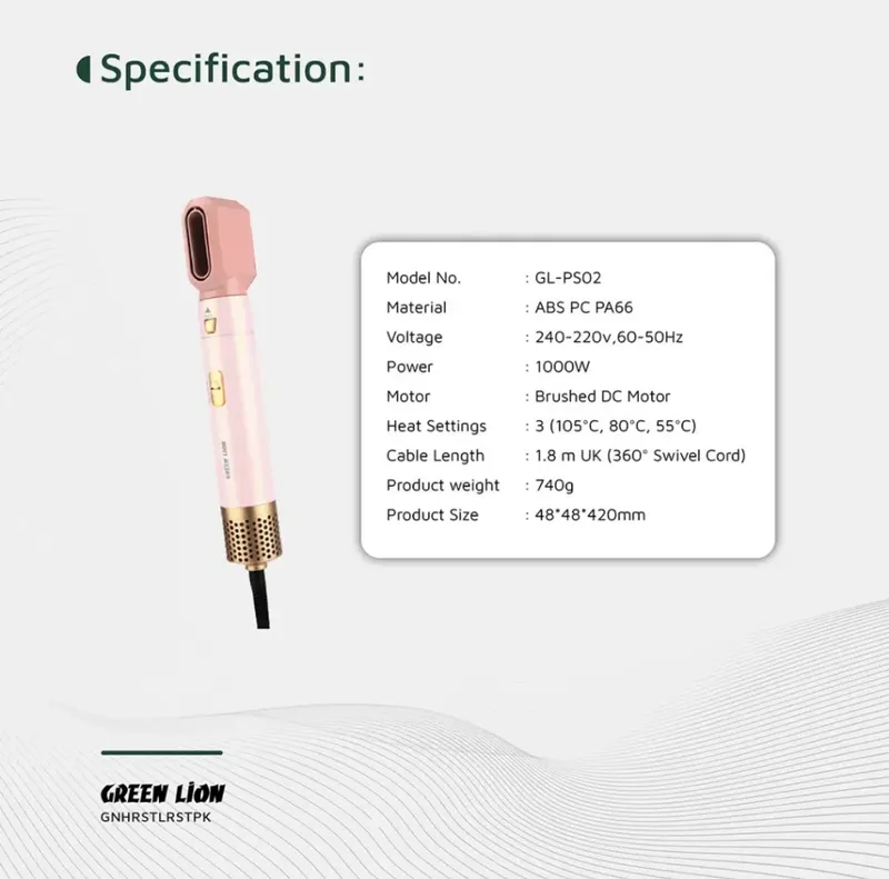 سشوال و حالت دهنده مو 5 در 1 گرین لاین Green Lion 5 in 1 Professional Hair Styler 2 gallery6