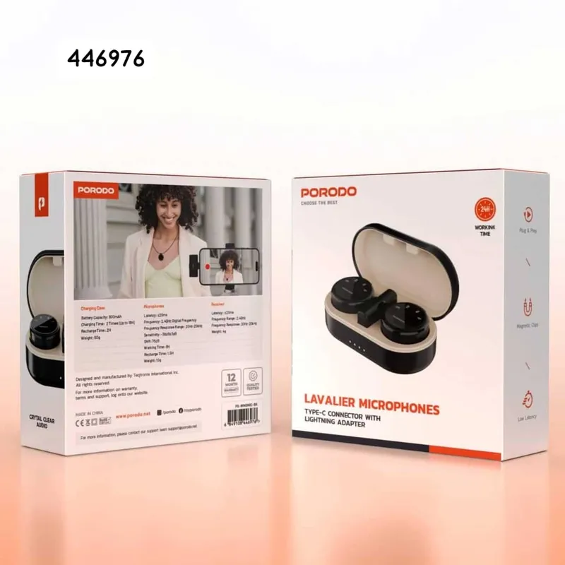 میکروفون یقه ای بی سیم پرودو مدل PD-WMDMIC-BK با دو فرستنده gallery1