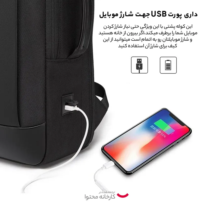 کوله پشتی بنج مدل BG-7251 ضد آب با درگاه USB و تایپ سی gallery3